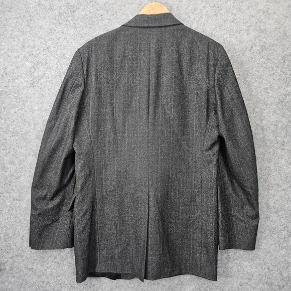 Vintage 90s STRATHMORE Sports Coat Men 40L Medium Long Gray Glen Plaid Union USA